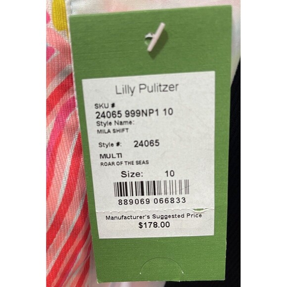 LILLY PULITZER Roar Of The Sea " MILA" SLEEVELESS SHIFT DRESS SIZE 10 $178 New! - Picture 6 of 13